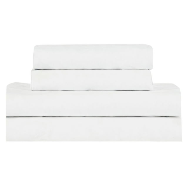 Four-Piece Set, Four Pieces Beddings - Dienrx High Thread Count Cotton Bed Sheets Queen Size 16" Deep Pocket Bed Set Silky Soft Sateen Weave Bedding White, Four-Piece Bed Sheet Set *1