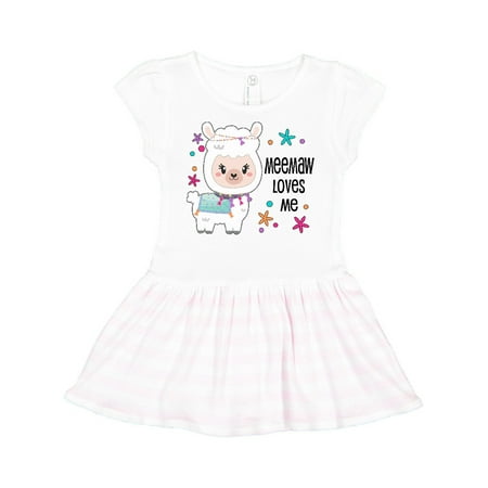 

Inktastic Meemaw Loves Me- cute and happy llama Gift Toddler Girl Dress