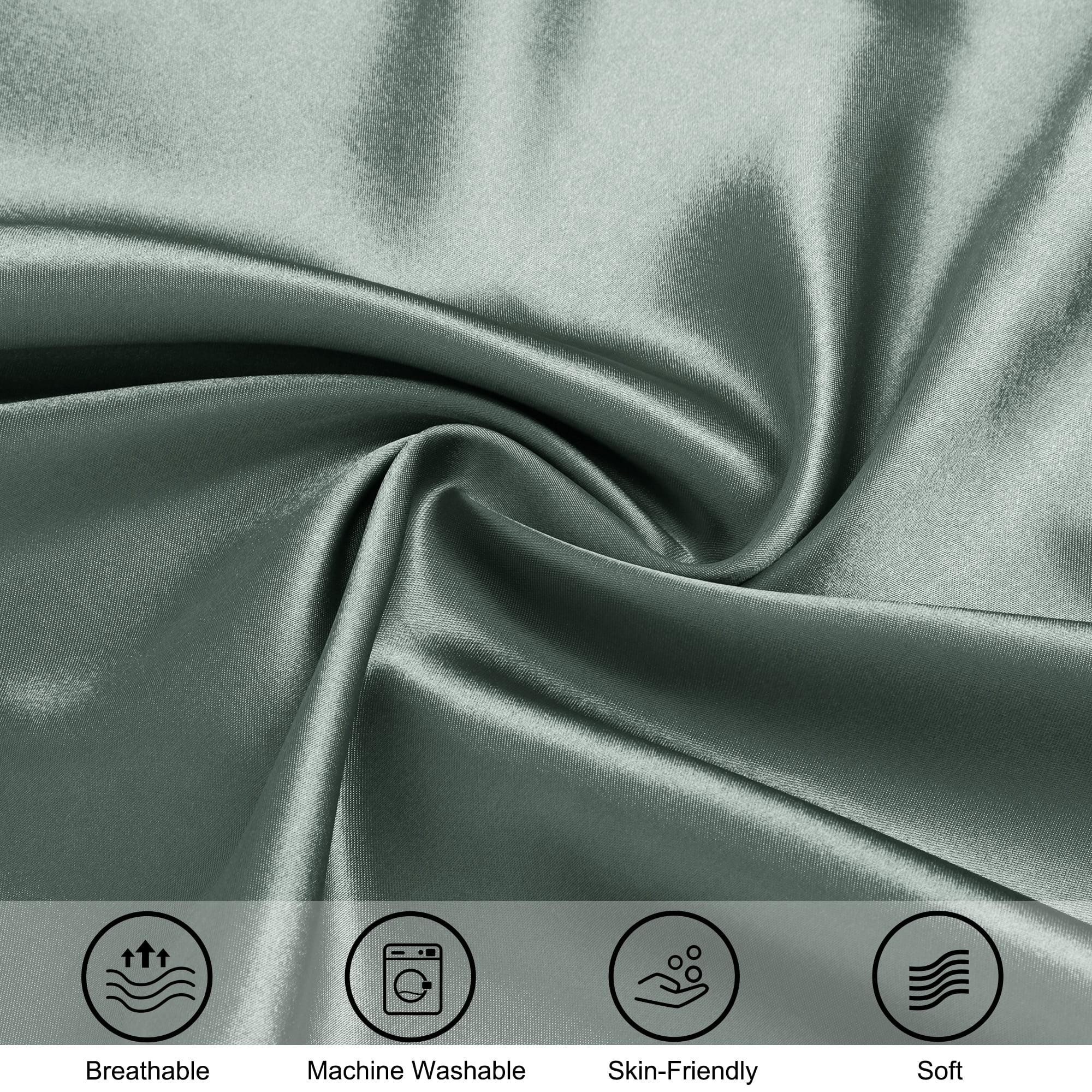 Unique Bargains Smooth Satin Body Pillow Cover Case, 20" x 54" Gray