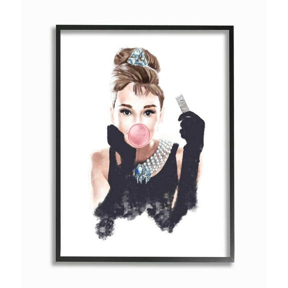Stupell Industries Breakfast at Bubblegum Famous Fashion Icon Portrait Framed Wall Art Design by Ziwei Li, 11" x 14", Black Framed