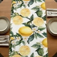 thumbnail image 5 of Yellow Lemon 70 Inch Table Runner, Country Fruit Floral Watercolor Green White Farmhouse Dresser Scarf Cotton & Linen Tablerunner for Dining/Kitchen Island/Holiday Party Décor 13" x 70", 5 of 9