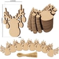 thumbnail image 2 of Inkdotpot 40pcs Reindeer Wooden Ornament with Holes 3.5" Unfinished Predrilled Natural Wood Slices for Crafts Wooden DIY Christmas Ornaments Hanging Ropes Included, 2 of 5