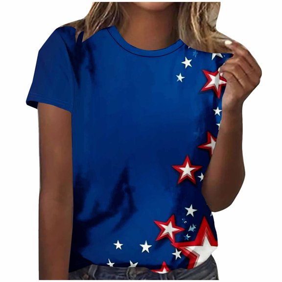 Gamivast Womens Tshirts Graphic Drip American Flag Print Short Sleeve Tops Crew Neck Regular Fit Basic Tees for Women Casual Daily Summer Outfits