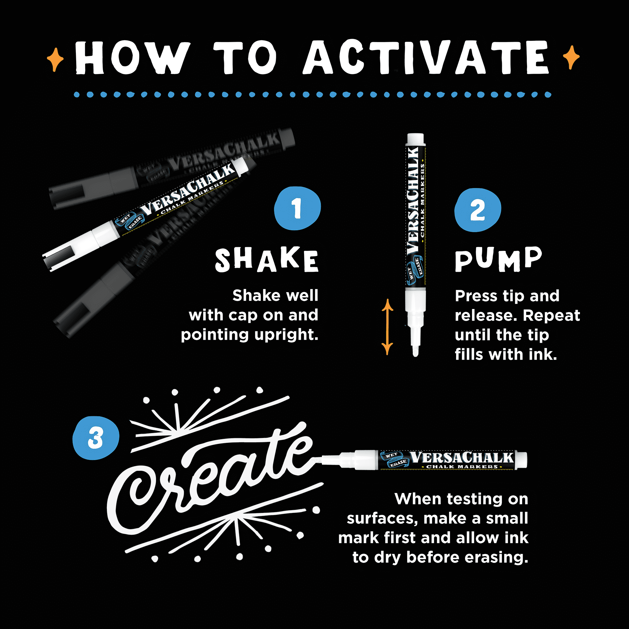VersaChalk Liquid Chalk Markers - Bright White, 3mm Fine Tip, 4 Pack