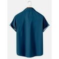 thumbnail image 2 of Camisas De Franela Para Hombre Camisa de manga corta con solapa y hebilla de bolsillo con impresión digital 3D para hombre (Blue, 3XL), 2 of 4