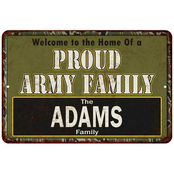 Adams Proud Army Family Sign Gift 8x12 Metal Sign 108120023039