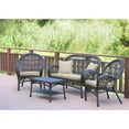 thumbnail image 2 of Jeco 4 Piece Wicker Conversation Set in Espresso with Tan Cushions, 2 of 2