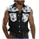 thumbnail image 1 of Camisas de Cuello para Hombres, Moda Casual Día de la Independencia Imprimir Turndown Bolsillos sin Mangas Tanque Deportivo, 1 of 5