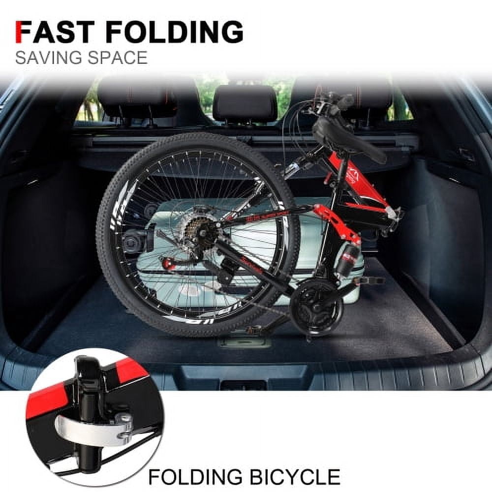 UBesGoo 24in Folding Mountain Bike Shimano 21-Speed, with Disc Brakes for Aldult, Men, Red&Black