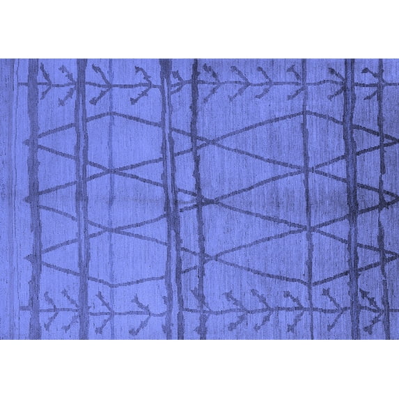Ahgly Company Machine Washable Indoor Rectangle Oriental Blue Industrial Area Rugs, 8' x 12'