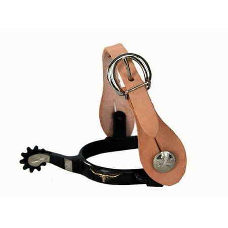 Show Spur Straps - Antique Western Youth Show Spurs Straps Package Steer Head Concho Leather