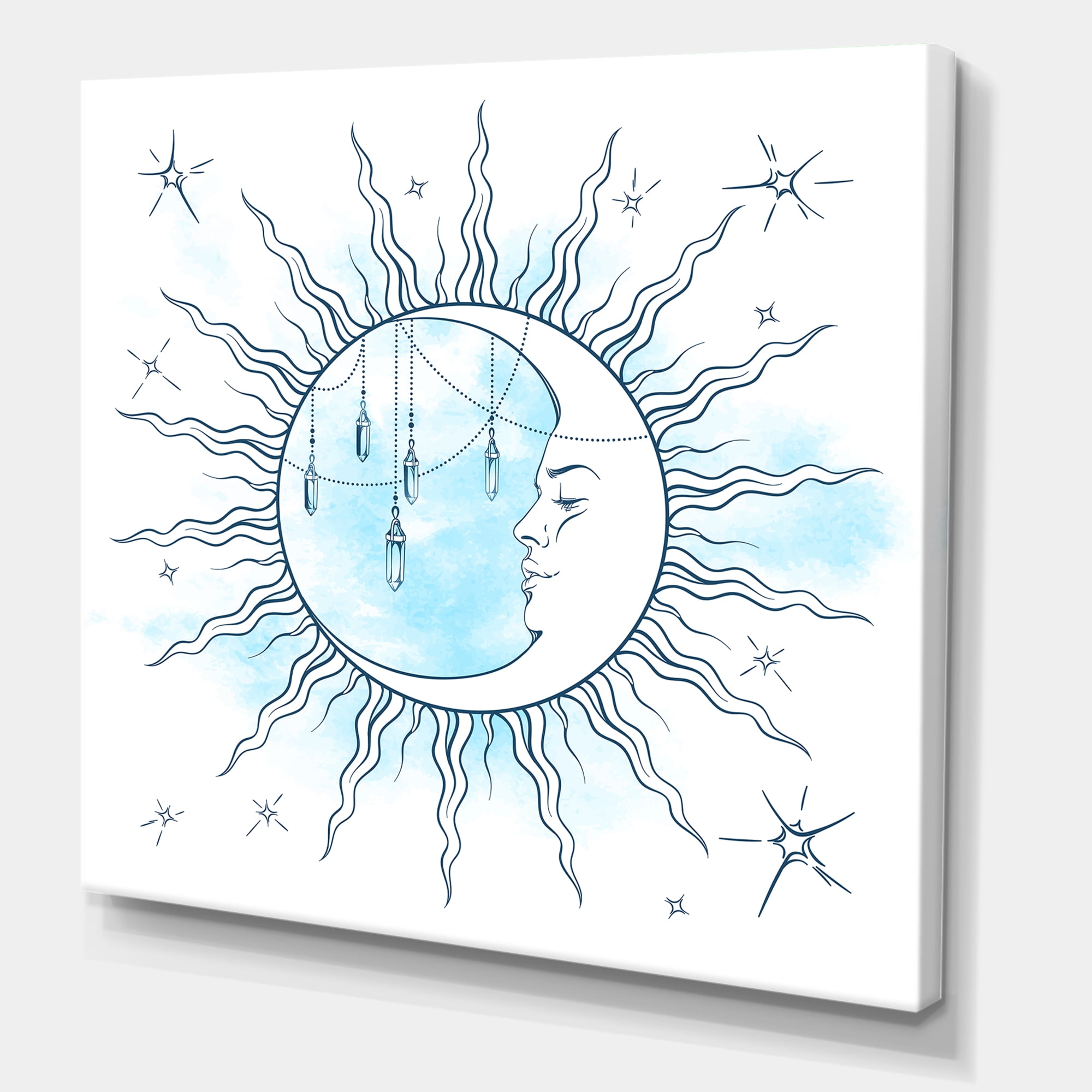 Designart ' Blue Crescent Moon With Stars and Moonstone