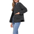 thumbnail image 4 of Chaquetas acolchadas de botón INSPIRE CHIC para mujeres, chaqueta ligera tipo puffer, abrigo casual de moda para invierno con bolsillos, talla XS, color negro, 4 of 6