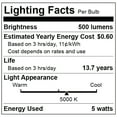 thumbnail image 5 of Great Value LED Light Bulb, 9 Watts (60W Equivalent) A19 Battery Backup Lamp E26 Medium Base, Non-Dimmable, Daylight, 1-Pack, 5 of 15