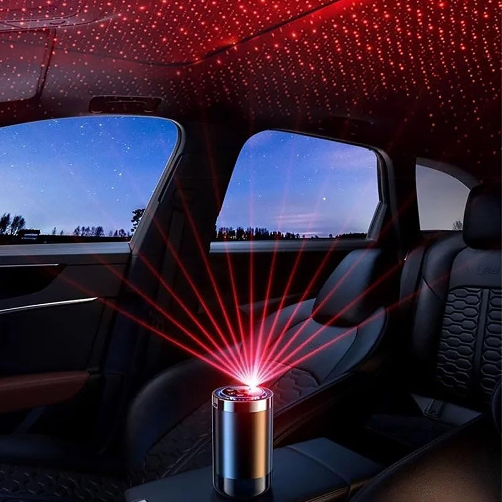 Smart Car Diffuser Set with Light & Spray Modes, Car Air Freshener Long Lasting Scent, Star Ambiance Roof, Auto On/Off, Muli Adjustable Modes USB Charge (Gardenia-5-Speed (Aluminum Alloy))
