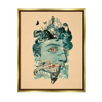 Stupell Industries Botanical Mushroom Man Surreal Collage Graphic Art Metallic Gold Floating Framed Canvas Print Wall Art, Design by Matheus Lopes Castro