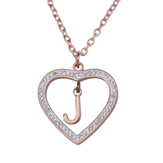 Collar de Mujer Corazón con Inciales LuckyLy, Modelo Adina rosa UNITALLA