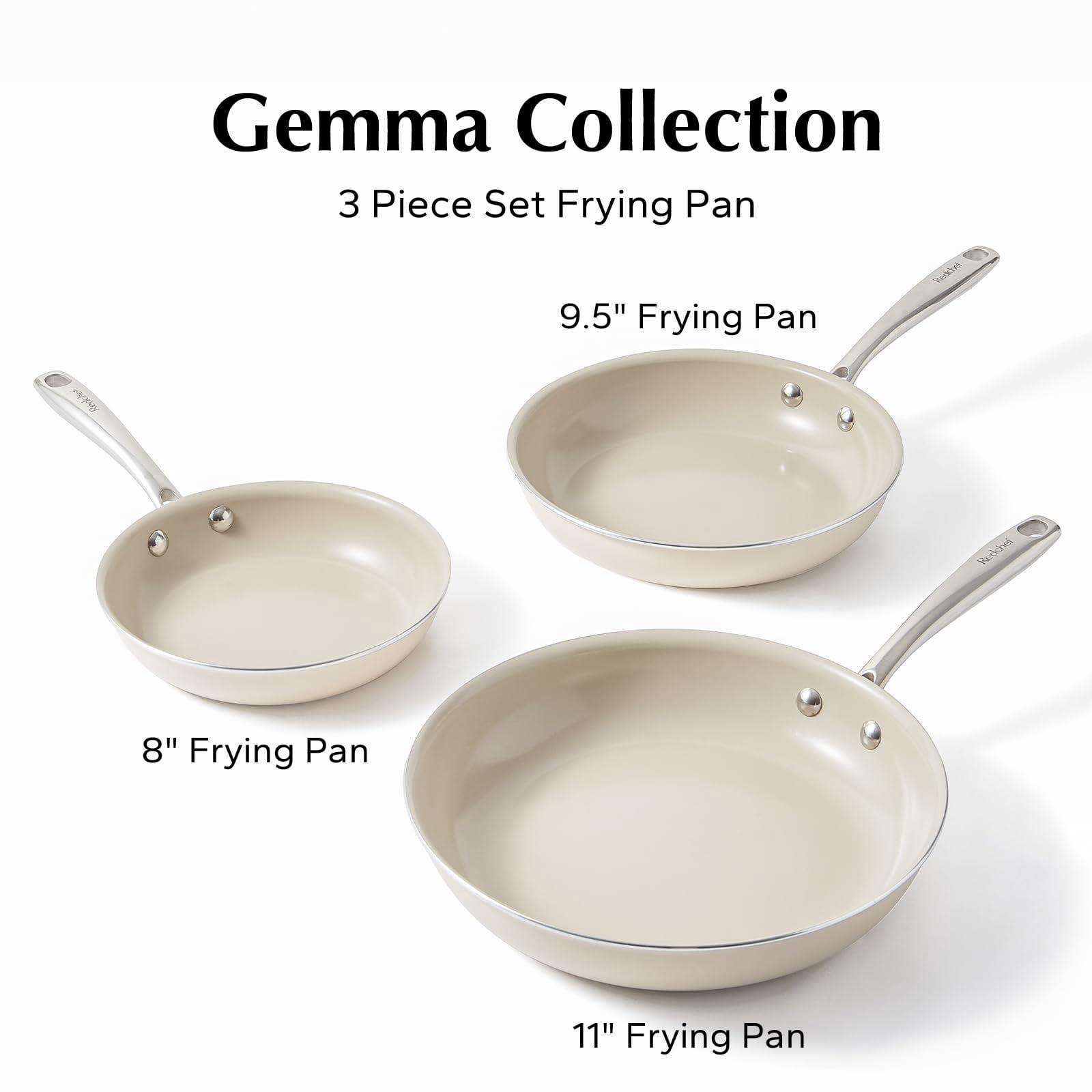 Redchef Nonstick Frying Pans Set Pans for Cooking Ceramic Frying Pan Set  with Stay Cool Handle