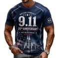 thumbnail image 5 of Xneal 911 25th Anniversary T-Shirt Short Sleeve Casual Never Forget 911 Print Blue Shirts for Men Size 2XL, 5 of 5