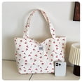 thumbnail image 4 of LNGOOR Floral Bliss BagCherry Print Simple Bucket Large One Shoulder Tote Bag For Female Students  One Shoulder School Bag, 4 of 7