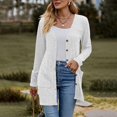 thumbnail image 6 of Women's Ribbed Knit Cardigan with Pockets Lightweight Long Sleeve Open Front Cover Up Cozy Lounge Wear for Fall, 6 of 9