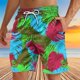 thumbnail image 5 of Pantalones Cortos Casuales de los Hombres Impresos Pantalones de Playa con Cordón de Bolsillo Deportivos, Poliéster Ligero para Primavera Verano Al Aire Libre Y Diario, 5 of 8
