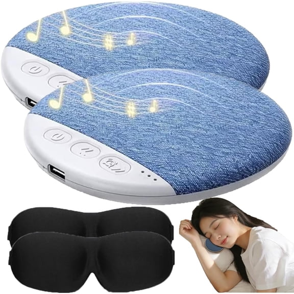 Ultra-Thin Bluetooth Pillow Speaker for Sleeping, Bluetooth Pillow Speaker, Mini Portable White Noise Timer and Stereo Sound, Automatic Shut-Off Time (2pc)