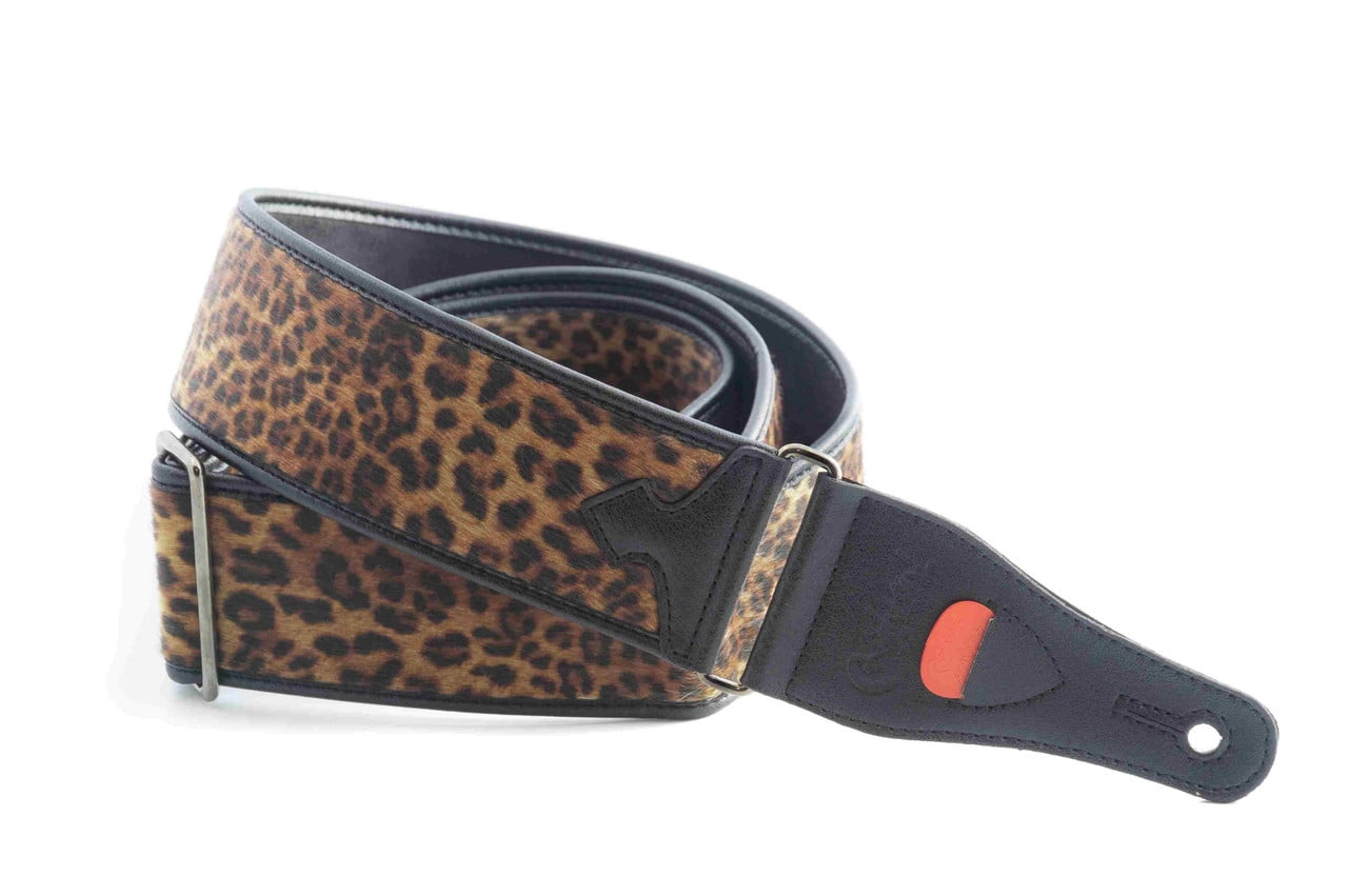 RightOn! Straps Leopard Guitar Strap – Vegan Leather Animal Print Design