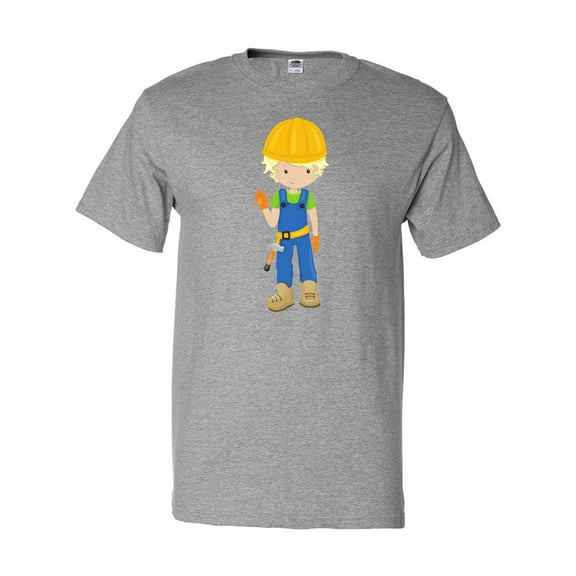 Inktastic Construction Worker, Blond Hair, Boy With Hammer T-Shirt