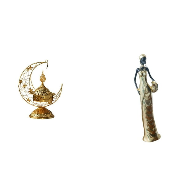 Quemador árabe de cono de resina de hierro, figura africana decorativa, estatua de dama tribal coleccionable, pieza de arte adecuada para el hogar, la