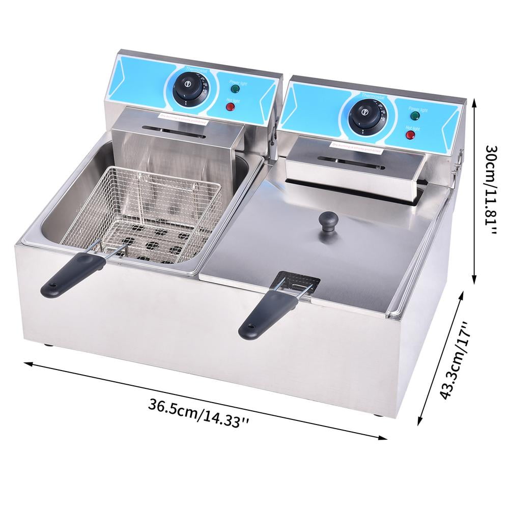 20L Commercial Electric Deep Fryer Fat Chip Twin Dual Tank Stainless Steel UK 