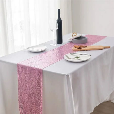 

Tablerunner Sequin Table Runner Wrinkle Free Anti-slip Table Runner For Cabinet Table Party-Pink-30*183cm