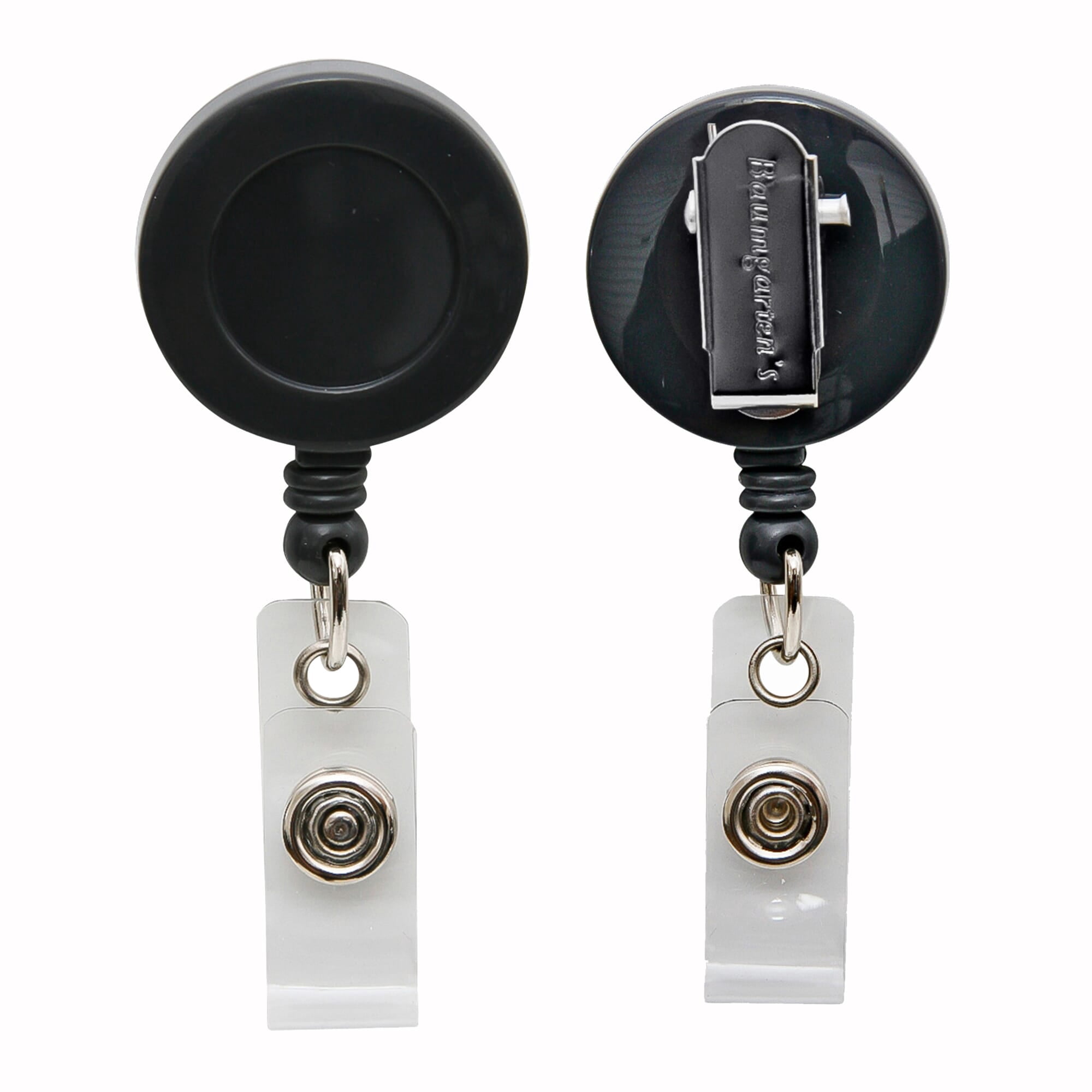 SICURIX Standard Round ID Badge Reel with Swivel Spring Clip, Black, Pack of 6