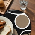 thumbnail image 3 of Black Brown Round 15 Inch Placemats Set of 4, White Circle Modern Minimalist Geometric HeatResistant Non Slip Place Mats for Dining Table, Wipeable Braided Kitchen Table Mats for Housewarming, 3 of 9