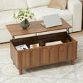 thumbnail image 6 of YOCWO Lift Top Coffee Table with Hidden Compartment & Storage Shelve, Arched Fluted Coffee Table for Living Room, Walnut, 6 of 7