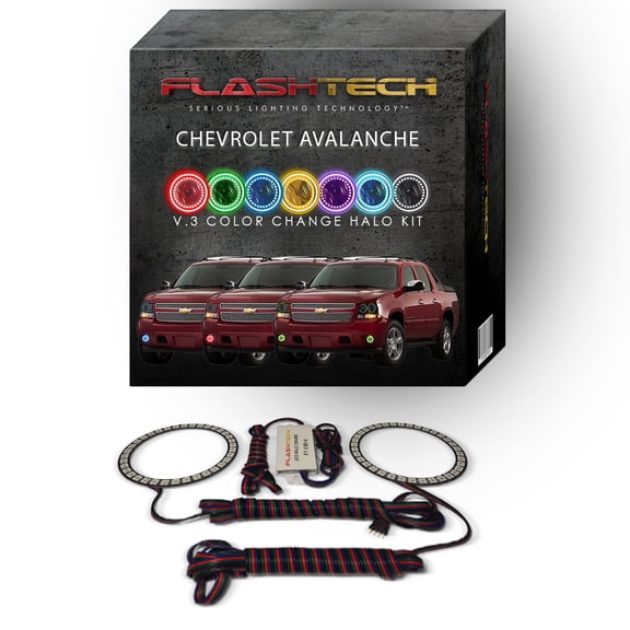Flashtech RGB Multi Color Changing LED Halo kit for 07-13 Chevrolet Avalanche Fog Lights