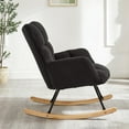 thumbnail image 4 of Nursery Rocking Chair, Teddy Upholstered Glider Rocker, Rocking Accent Chair with High Backrest, Comfy Armchair for Living Room Bedroom Offices, Dark Gray, 4 of 9