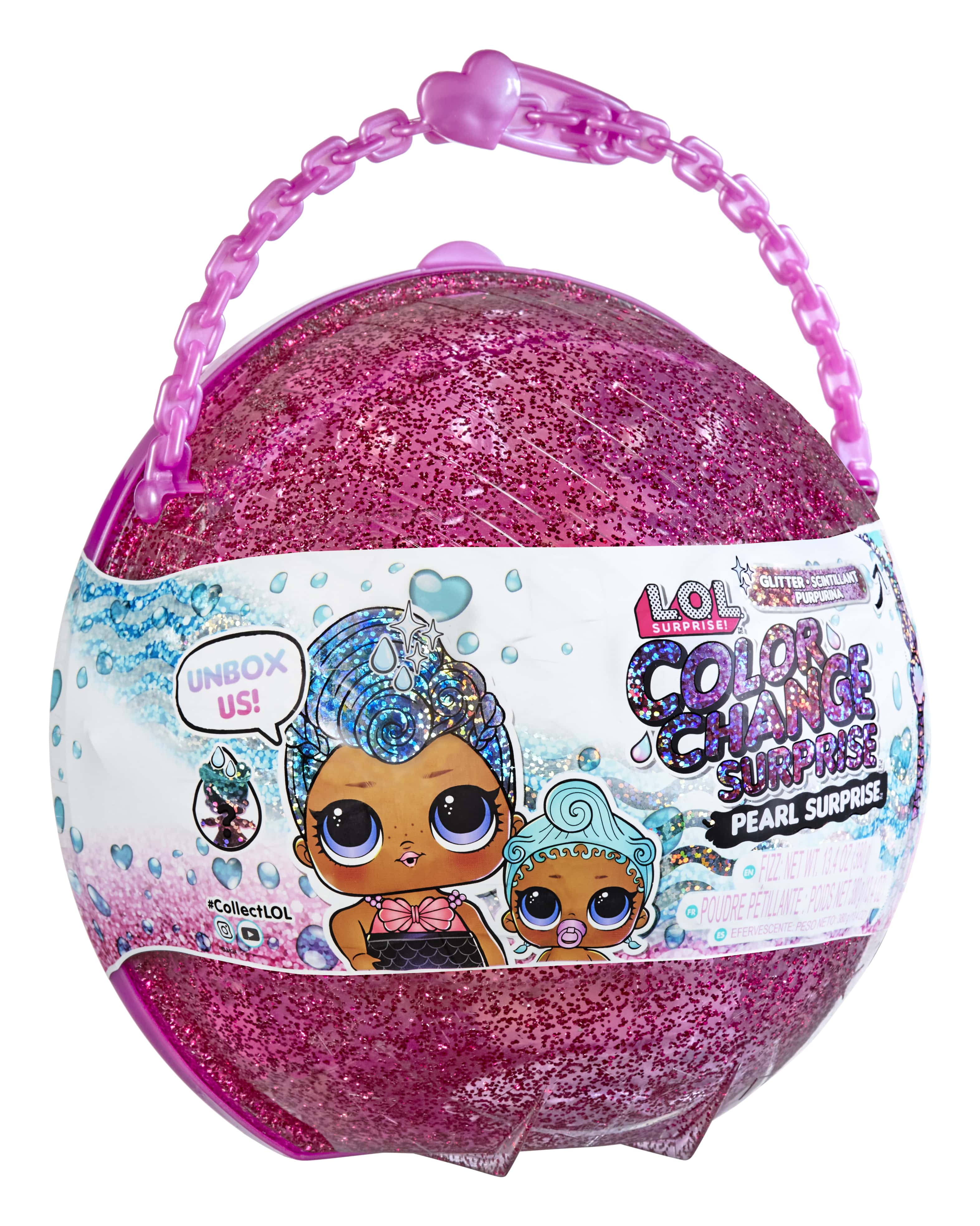 L.O.L Surprise! LOL Surprise Glitter Color Change ™ Pearl Surprise™ with 6 Surprises and an Exclusive Doll and Lil Sister, Interactive Playset - Great Gift for Kids Ages 4+