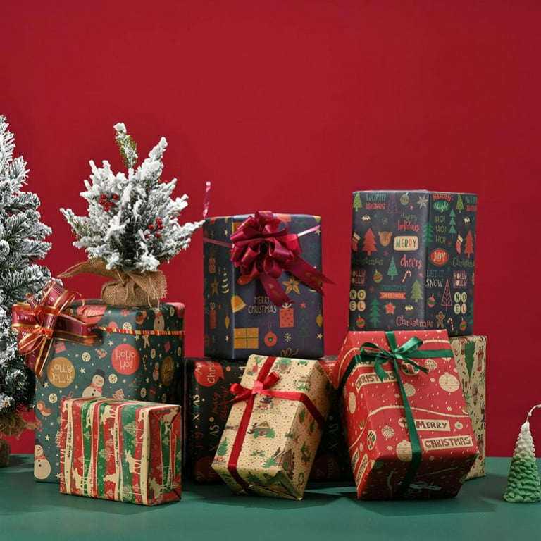 Christmas Wrapping Paper - Christmas Wrapping Paper Clearance, 8 Sheets  Cute Christmas Wrapping Paper for Men Women Boys Girls, 20 x 28 Inches Per