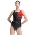 thumbnail image 5 of JanJean Women's Gymnastic Leotard Mesh Color Block Bodysuit Tops Dance Costume Dancewear Red M, 5 of 7