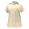 thumbnail image 4 of DondPO Tshirts Shirts for Women Short Sleeve Shirts Summer New Ladies Loose Blouses Cotton And Lapel Rolled Short Sleeve Button Shirt Tee Shirt Womens Tops Business Casual Tops Khaki XL, 4 of 5