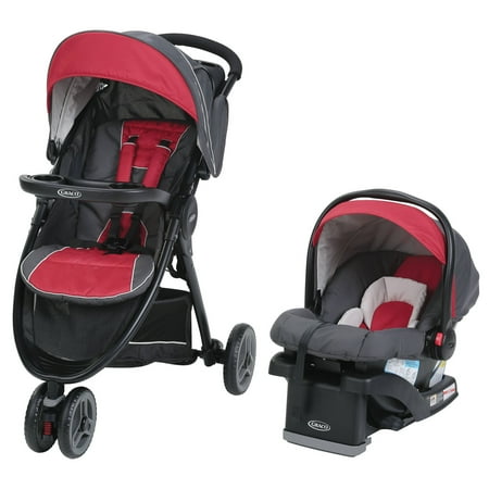 Graco FastAction Fold Sport LX Travel System Stroller, Seat, and Base, Chili Red