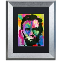 Trademark Fine Art "Abraham Lincoln I" Canvas Art by Dean Russo, Black Matte, Silver Frame