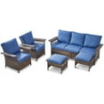 thumbnail image 5 of PARKWELL 5-Piece Outdoor Sectional Sofa Set with 3-Seat Sofa,2 Cushioned Lounge Chairs and 2 Ottoman Seat Foot Rest,Rattan Wicker Conversation Furniture Sets,Navy, 5 of 10