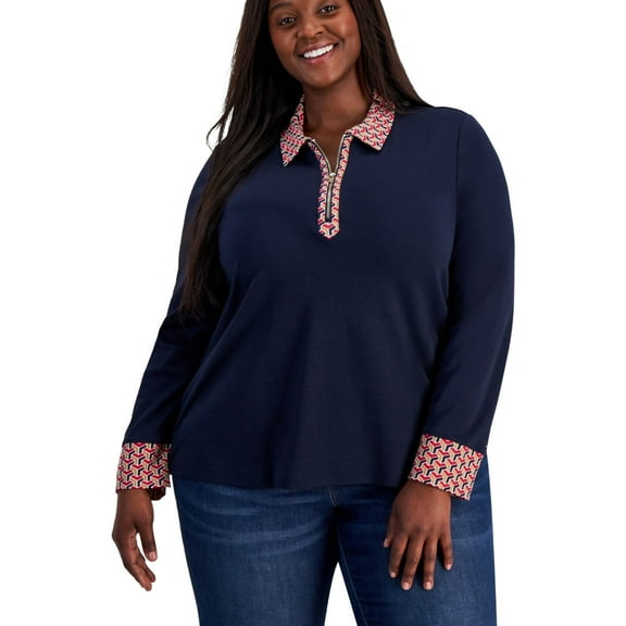 Tommy Hilfiger Womens Sky Captain Polo Shirt, Blue, Plus Size, 0X