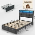 thumbnail image 3 of Full Bed Frame with Upholstered Headboard, Holaki Heavy Duty Metal Platform Bed Frame Full Size with 2 Storage Drawers, Charging Station & LED Lights, No Box Spring Needed, Noise Free, Dark Gray, 3 of 9