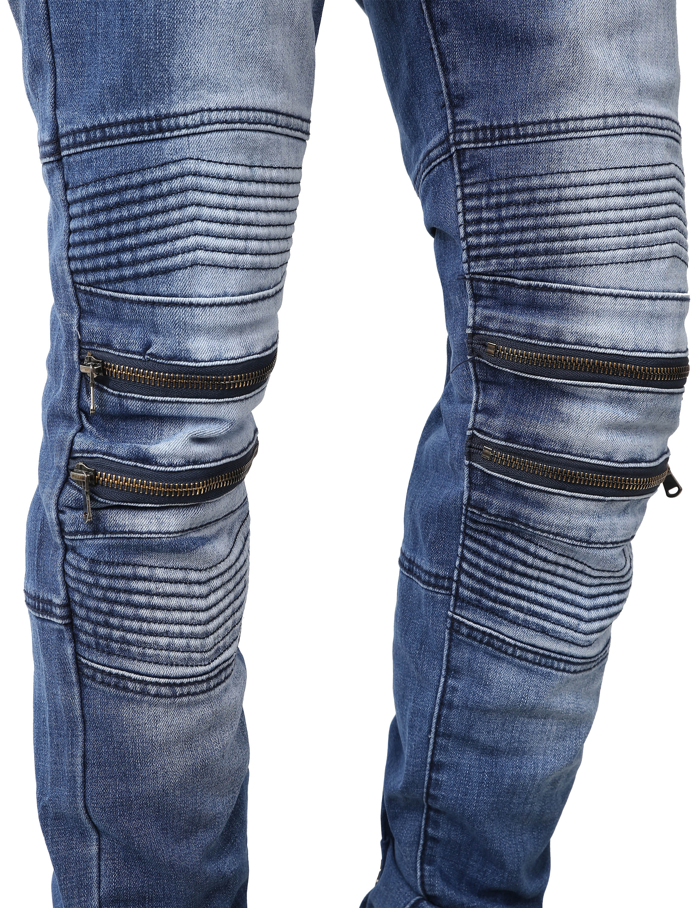 Ma Croix Mens Biker Jeans Distressed Ripped Zipper Straight Slim Fit Stretch Denim Pants - image 5 of 6