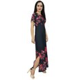 thumbnail image 4 of Bimba Robe Maxi Noire à Manches pour Femme à Fleurs en Georgette Tenue d'Été-16, 4 of 8