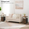 thumbnail image 6 of End Tables Set of 2, Narrow Side Table with Charging Station, Nightstand with 3 Non-Woven Fabric Drawers, Bedside Table for Small Spaces, for Living Room, Rustic Brown and Black, 6 of 9