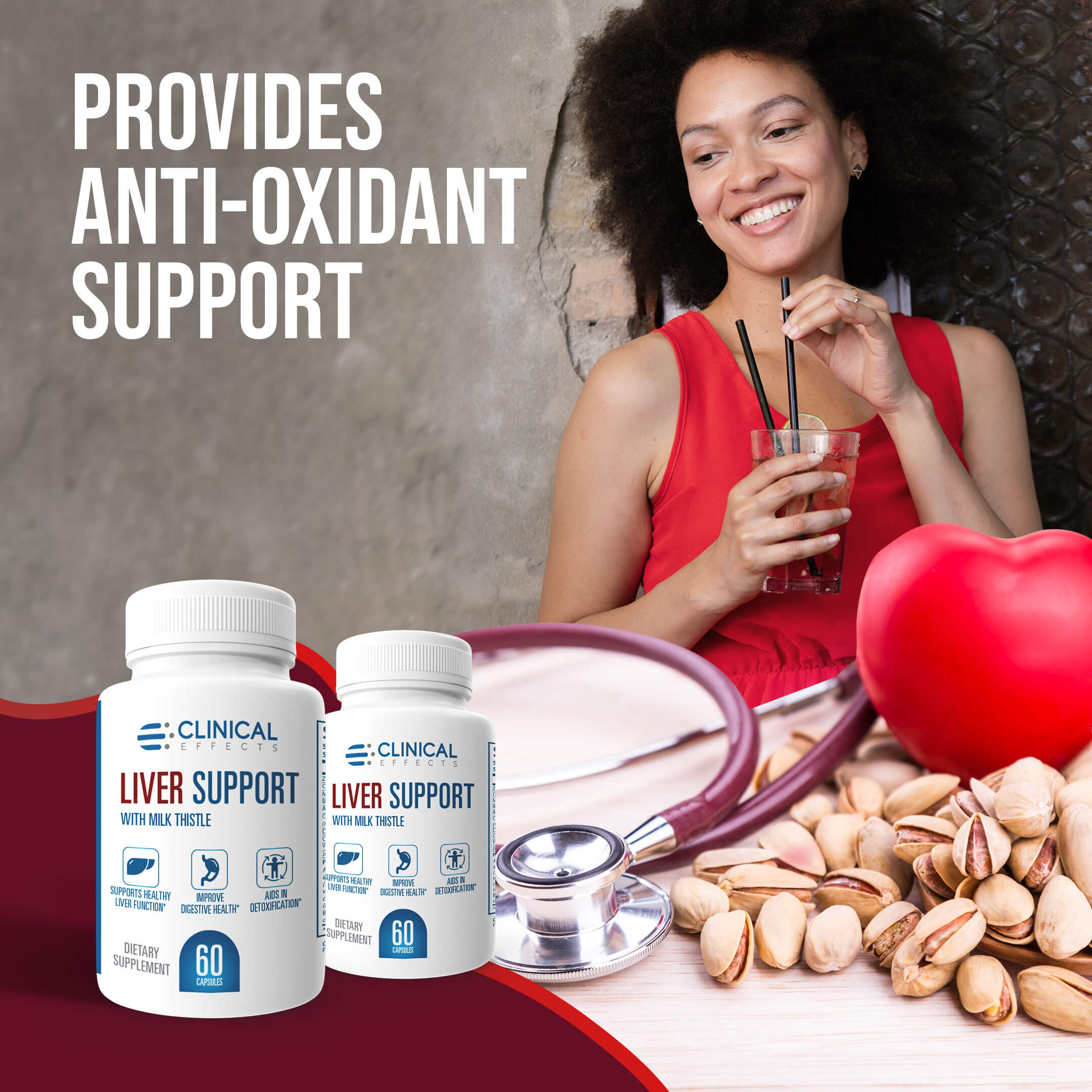 Clinical Effects Liver Support - Natural Milk Thistle and Zinc Supplement - 60 Veggie Capsules - Helps Detox and Cleanse The Liver - Supports Liver Function and Digestive Health - Made in The USA